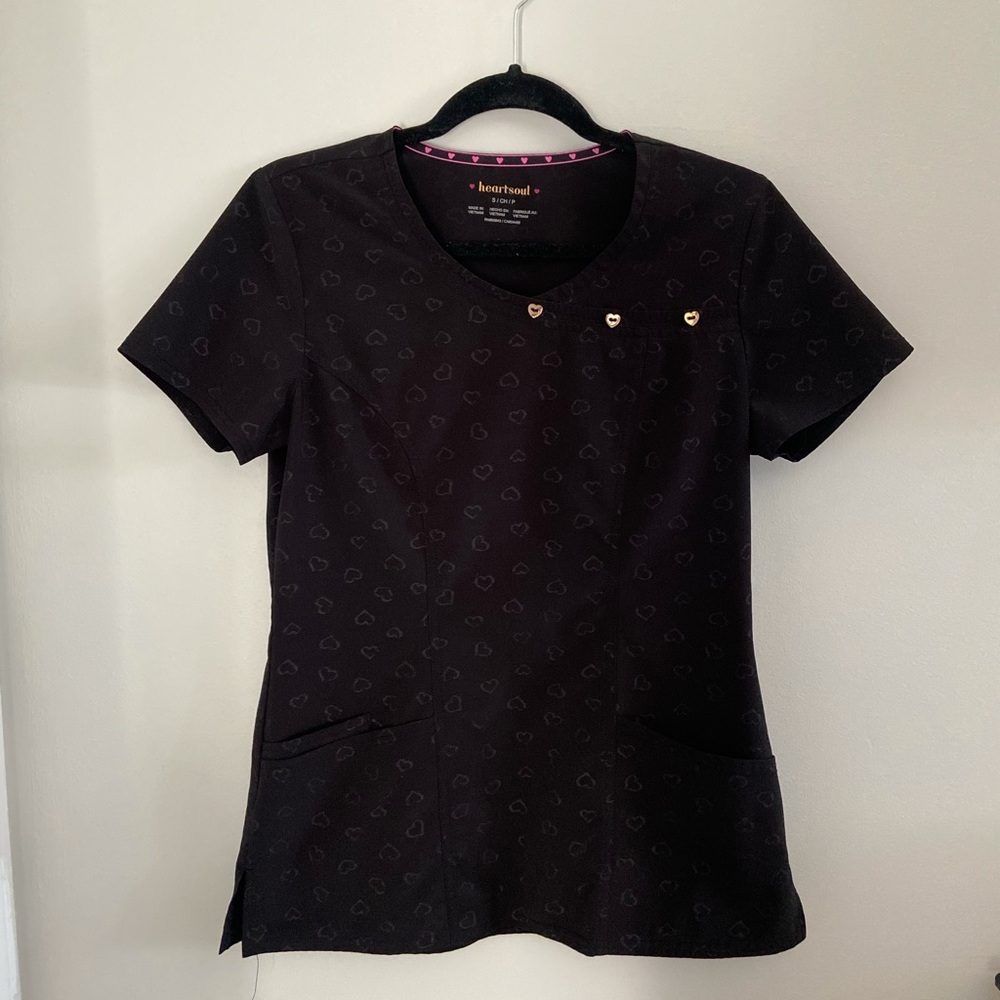 HeartSoul Black Hearts Scrub Top (S)